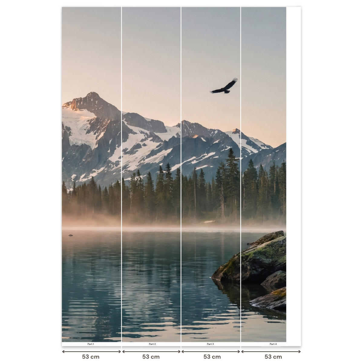 TAPETE - Berge - Wasser - Bäume - 200x300 cm - Multicolor, Papier (200/300cm) - OnlyWow