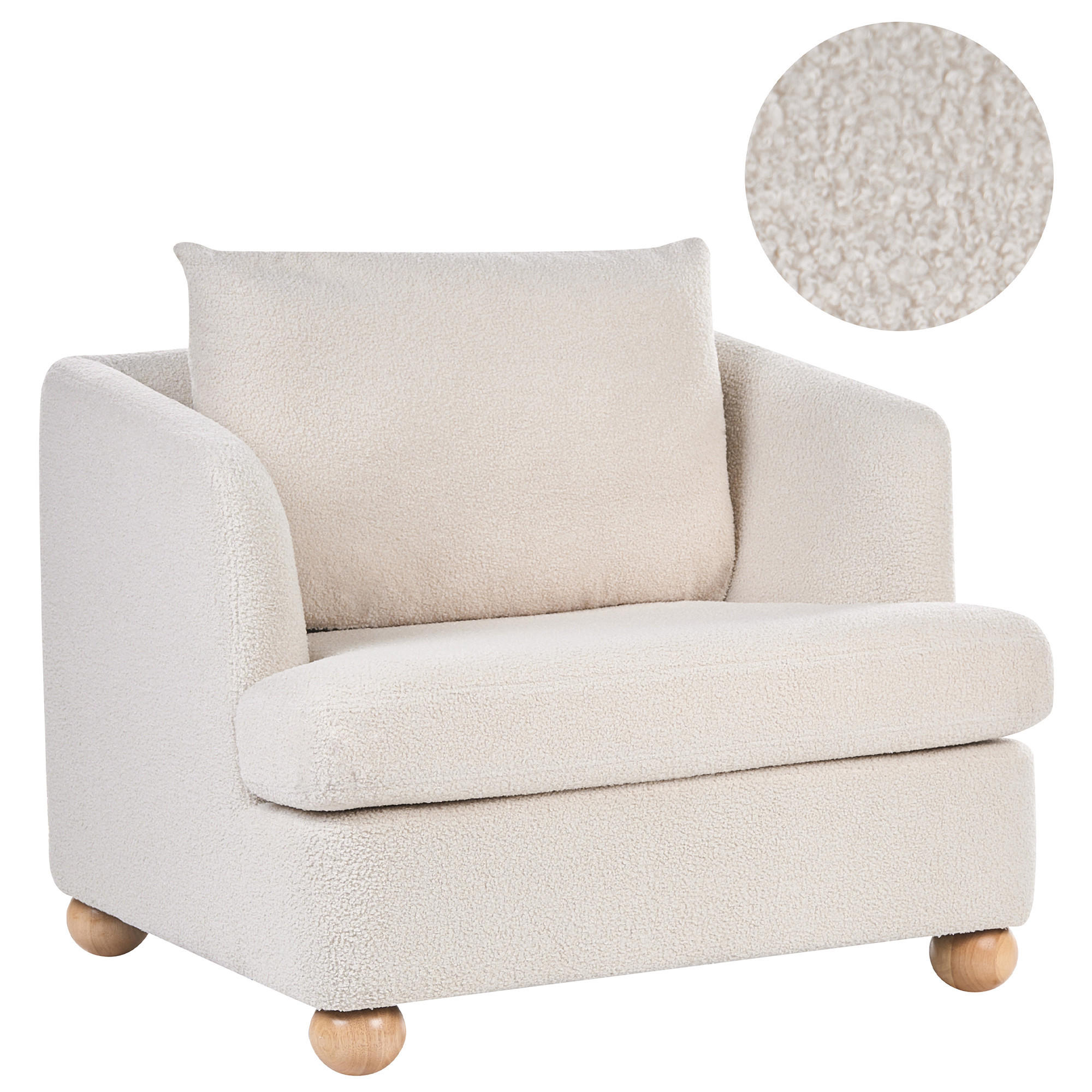 SESSEL Bouclé Cremeweiß Rattvik - Hellbraun/Weiß, Textil (98/86/82cm) - Beliani