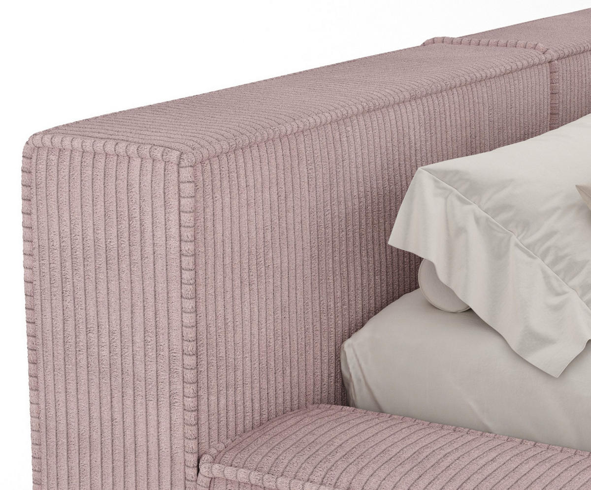 POLSTERBETT Voliera Lila 140/200 cm im Samtstoff - Pink/Birkefarben, Holz/Holzwerkstoff (140/200cm) - Maison de Reve