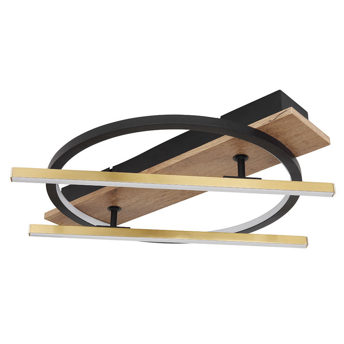 LED DECKENLEUCHTE Holzoptik Schwarz - Schwarz, Metall (44/40/9cm) - Globo Lighting