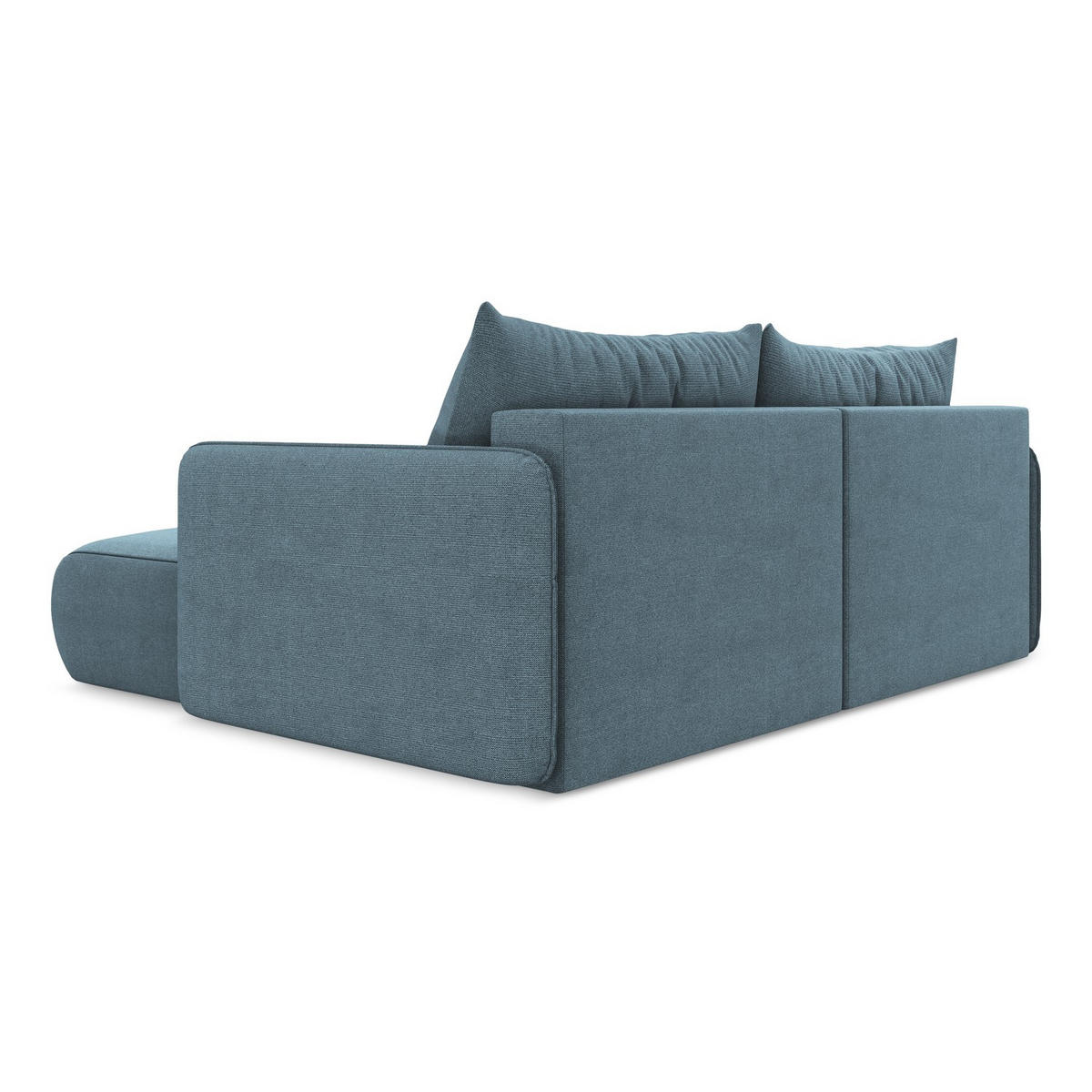 ECKSOFA mit Schlaffunktion Strukturstoff Stoff Blau - Blau/Schwarz, Kunststoff/Textil (207/148cm) - LaMiaSofa