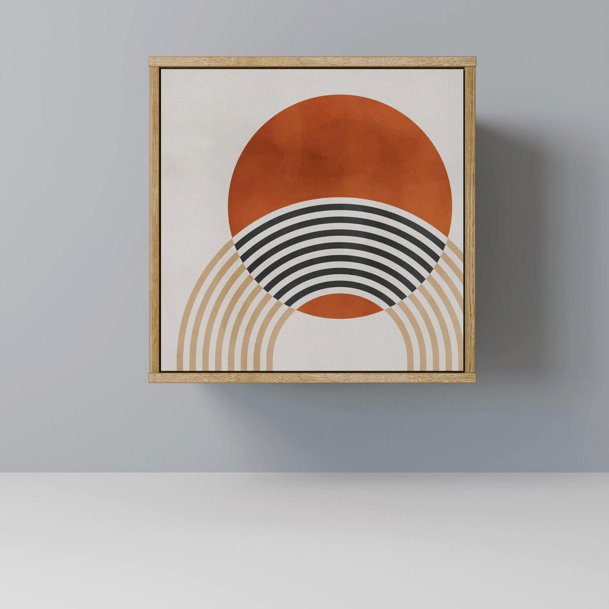 SIDEBOARD SPACE AROUND, Eichefarben, 57,5x42x75,5 cm, Goldfarbene Metallfüße - Eichefarben/Goldfarben, Holzwerkstoff/Metall (57.5/75.5/42cm) - SpaceRebels