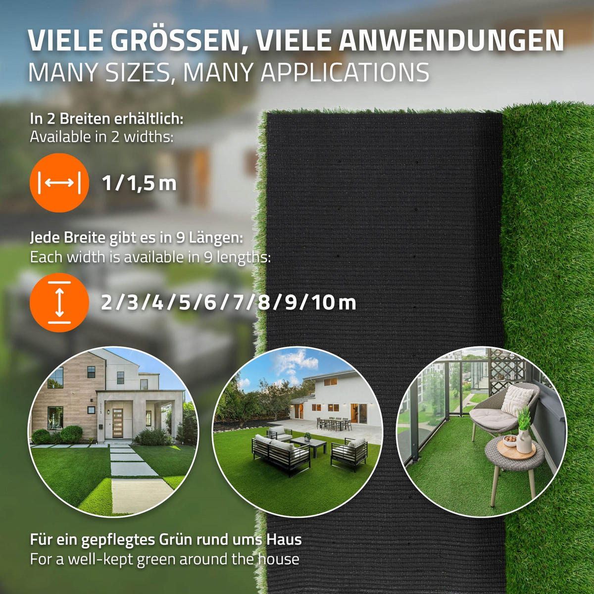 KUNSTRASEN-ROLLE 100x200 cm 2m² Grün 35mm aus Kunststoff - Grün, Kunststoff (100/200cm) - ECD-Germany