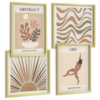 BILDER SET 4er Set - 50x50 cm & 40x60 cm Goldrahmen - Matisse Boho abstrakte Muster - Goldfarben, Kunststoff (50/50cm) - TULUP