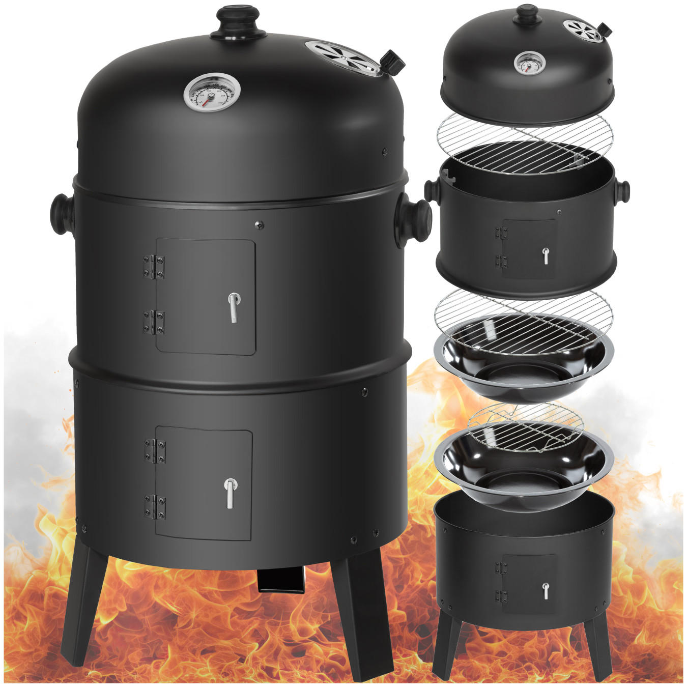 SMOKER ,Ø 41 cm,schwarz - Schwarz, Metall (41/80/41cm) - tectake