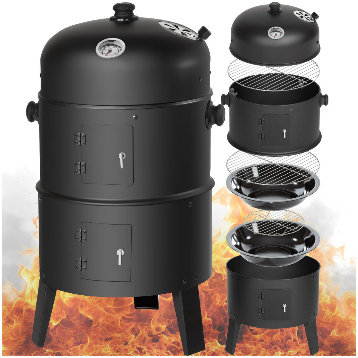 SMOKER ,Ø 41 cm,schwarz - Schwarz, Metall (41/80/41cm) - tectake