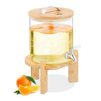 GETRÄNKESPENDER - Multicolor, Glas/Holz (5L) - Relaxdays