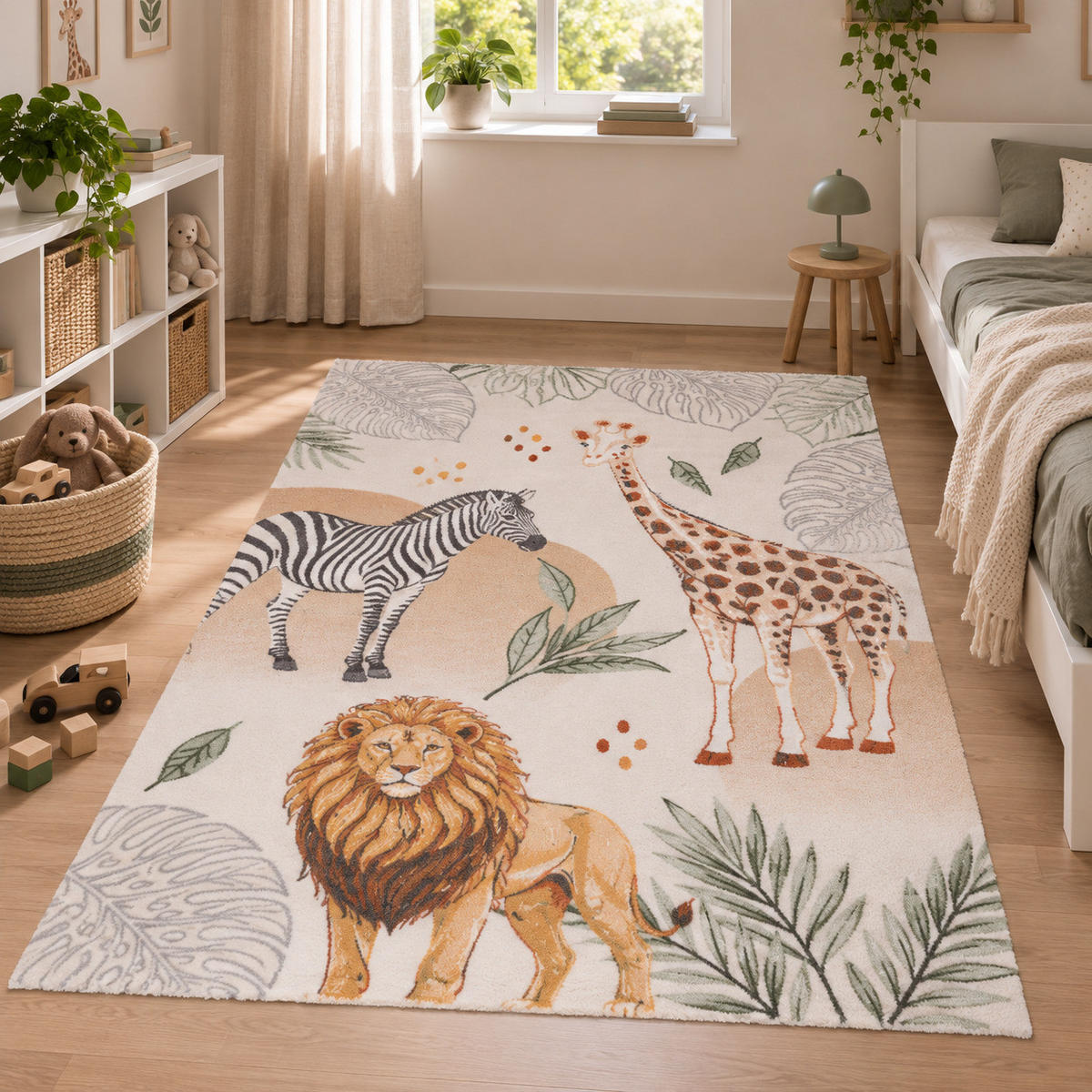 KINDER TEPPICH MAUI KIDS GIRAFFE ZEBRA LÖWE - Multicolor, Textil (120/170cm) - Pergamon