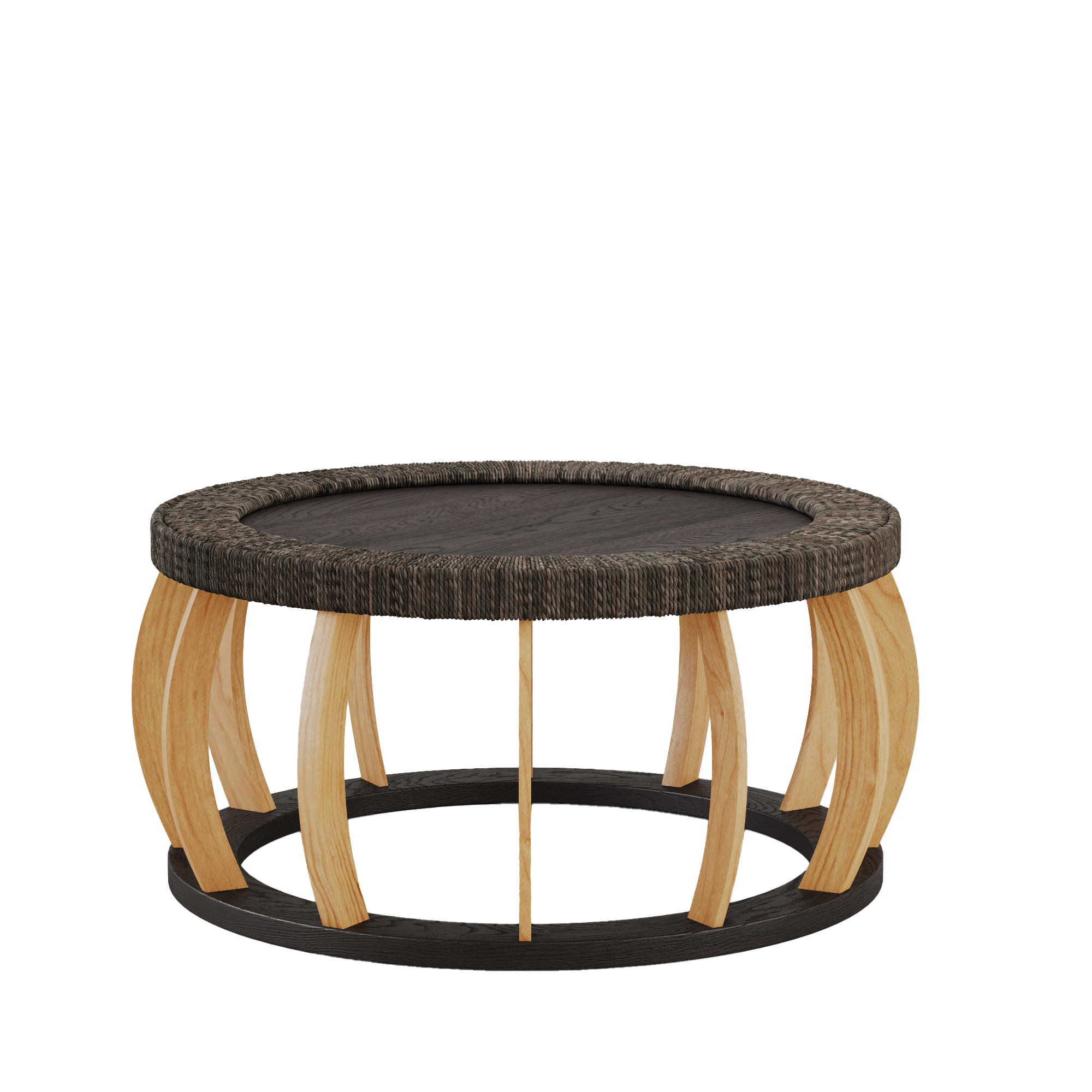 COUCHTISCH in Schwarz Rattan-Kaffeetisch für Wohnzimmer oder Esszimmer, B90/T90/H43cm - Schwarz/Naturfarben, Holz/Holzwerkstoff (90/90/43cm) - STILVORA