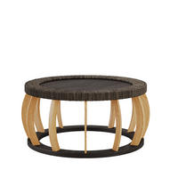 COUCHTISCH in Schwarz Rattan-Kaffeetisch für Wohnzimmer oder Esszimmer, B90/T90/H43cm - Schwarz/Naturfarben, Holz/Holzwerkstoff (90/90/43cm) - STILVORA