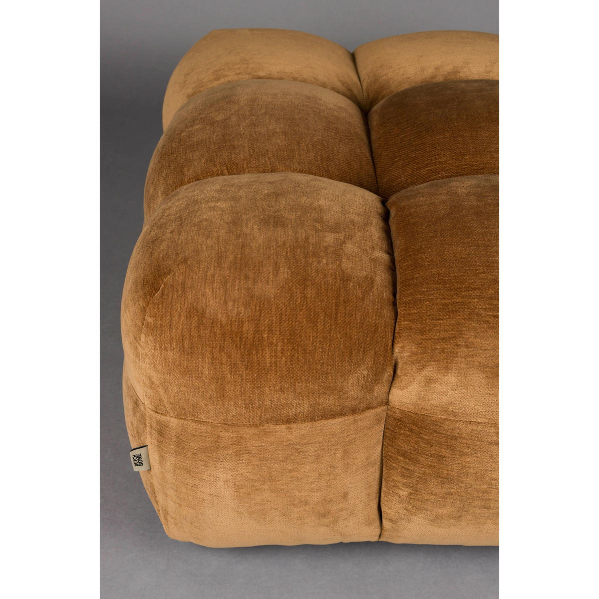 SITZHOCKER Hackman Samt Cognac/ Braun - Braun, Kunststoff (100/45/100cm) - Dutchbone