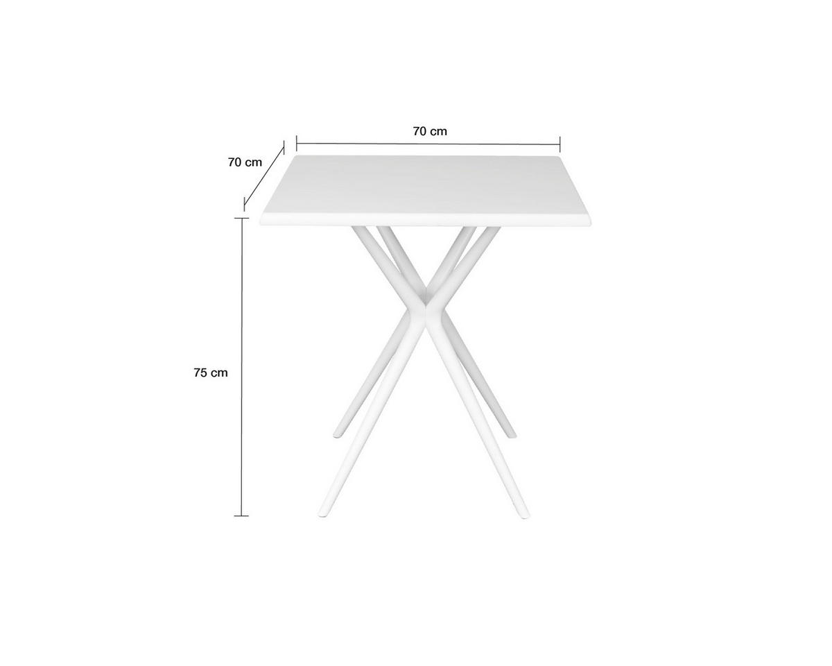 GARTENTISCH Moroni 70x70cm, Kunststoff, weiß - Weiß, Kunststoff/Metall (70/70/75cm) - dasmöbelwerk