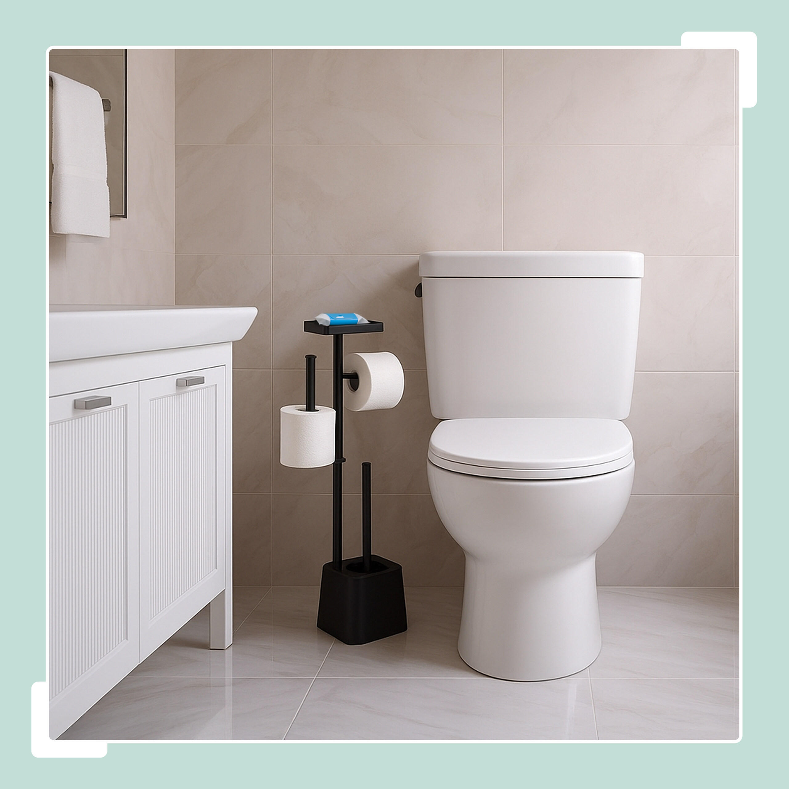 WC-GARNITUR - Schwarz, Kunststoff/Metall (29/65.5/11.5cm) - Relaxdays