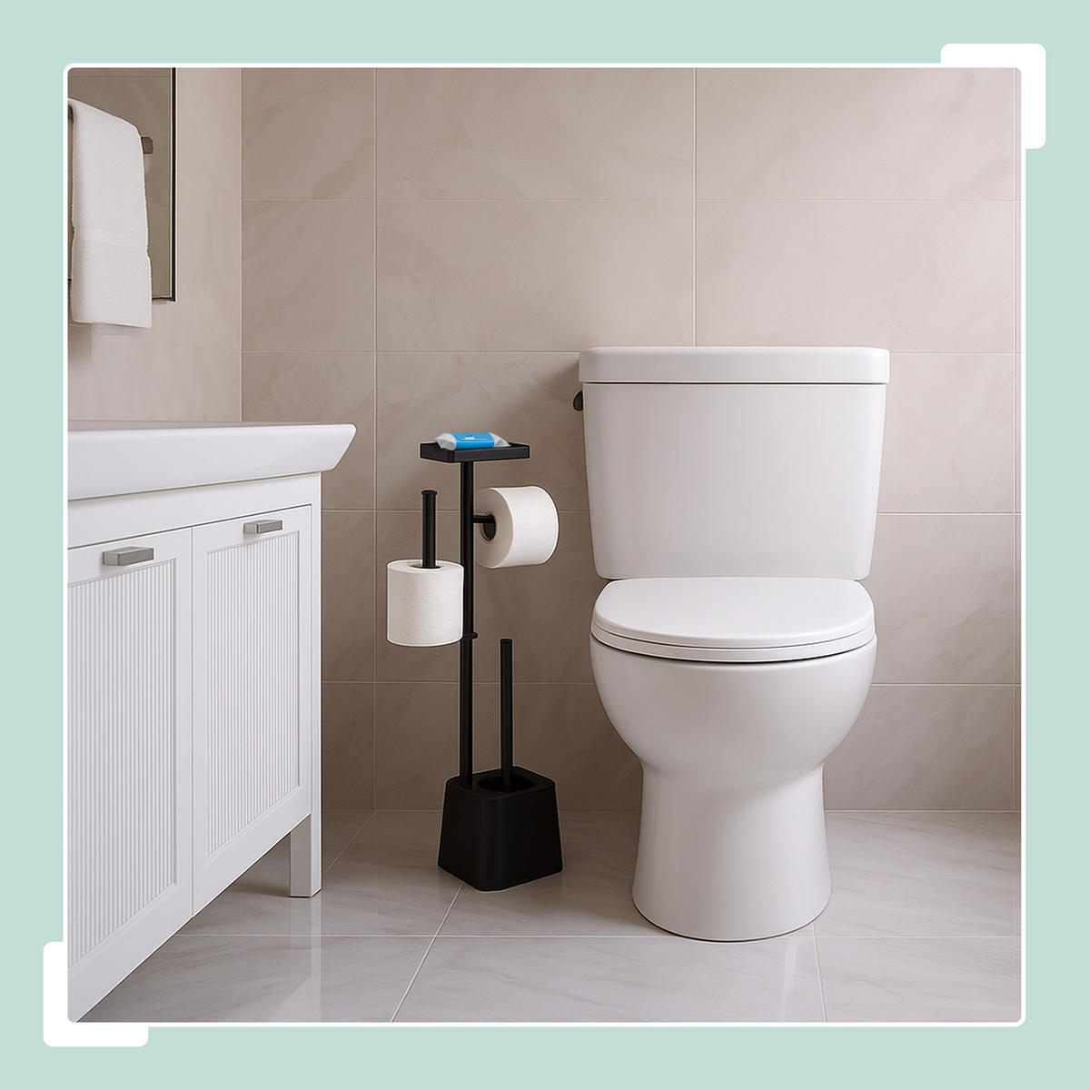 WC-GARNITUR - Schwarz, Kunststoff/Metall (29/65.5/11.5cm) - Relaxdays