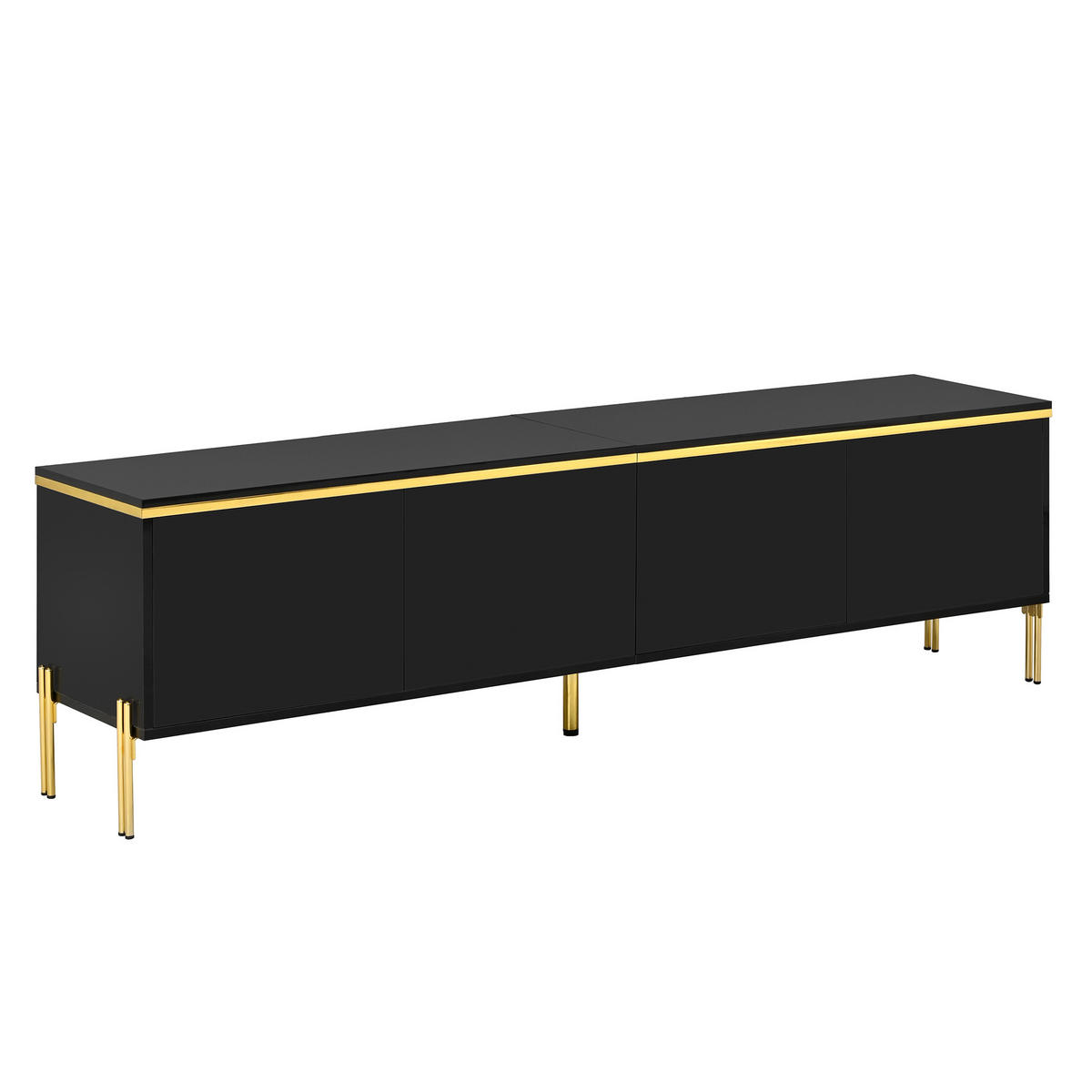LOWBOARD DE-40132 und Couchtisch mit Hochglanzfront Schwarz - Schwarz, Holzwerkstoff (170/50/38cm) - ComfortXL