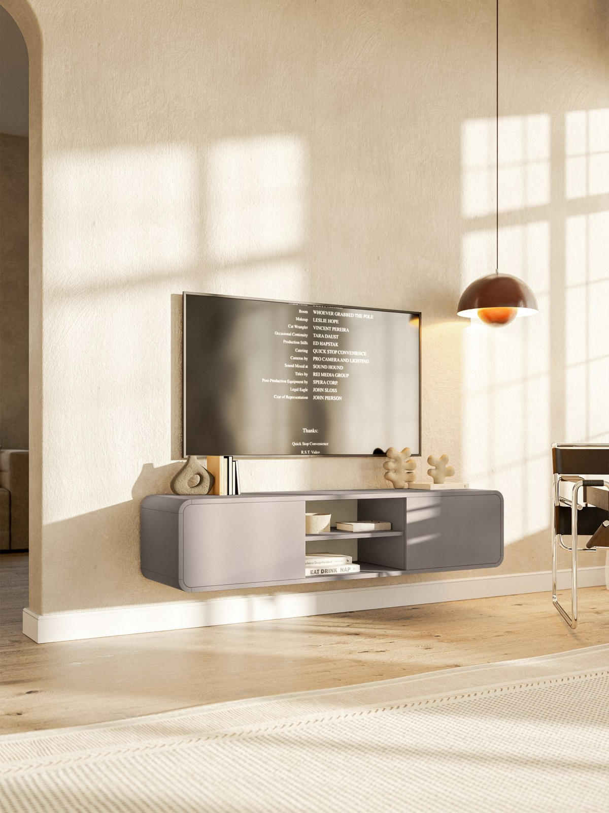 TV-HÄNGEBOARD Oro Dunkelbeige mit 2 Schubladen 154 cm - Beige, Holzwerkstoff (154/32.4/40cm) - Selsey