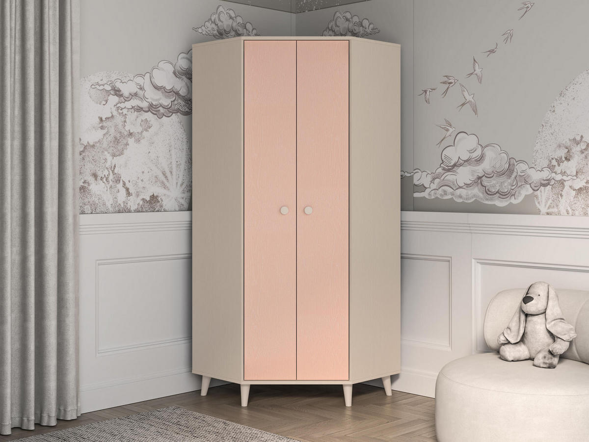KINDERKLEIDERSCHRANK MEVEL Rosa 80x80x190 cm - Pink, Holzwerkstoff (80/190/80cm) - FURNLUX