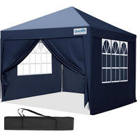 FALTPAVILLON 3 x 3 m Blau mit Seitenwänden - Blau, Textil (294/265/294cm)