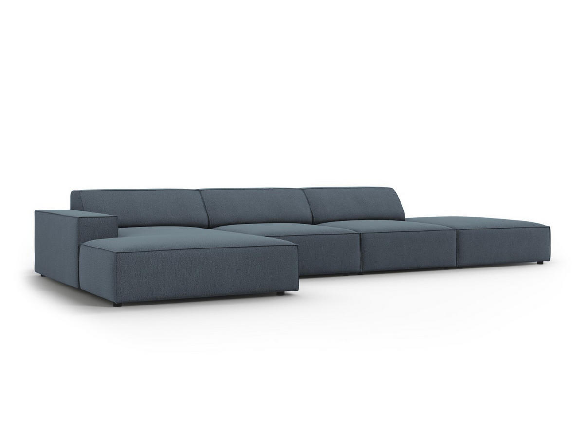 ECKSOFA links Jodie aus strukturiertem Stoff blau 5 Sitzplätze - Blau, Textil (166/341cm) - Micadoni
