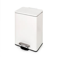 RECYCLINGBEHÄLTER für Outdoor, Deckelöffnung mit Fußpedal, rechteckig, 1x12 Liter, Aluminium, weiss lackiert - Weiß, Metall (33.5/46/28.5cm) - EMUCA