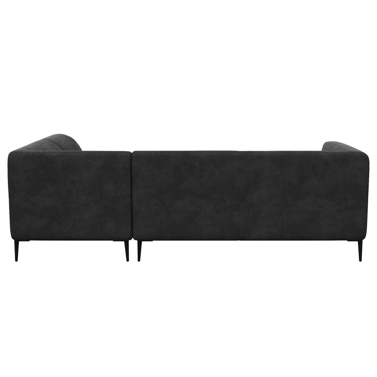 2,5-SITZER ECKSOFA mit Ottomane - Anthrazit/Schwarz, Textil/Metall (252/205cm) - home24