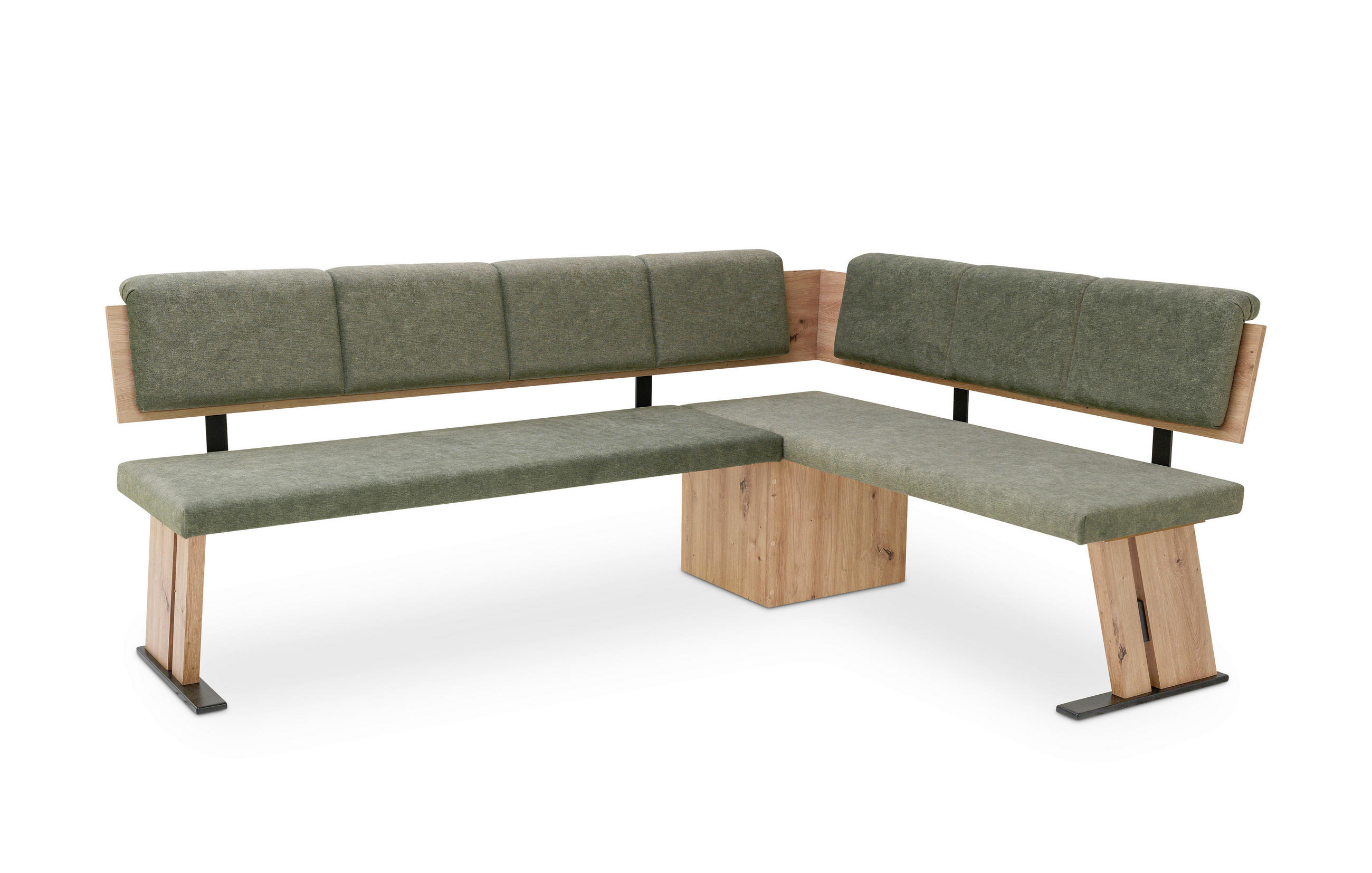 ECKBANK Dolorita für 5 Personen Holznachbildung Artisan Eiche/Grün - Eiche Artisan/Grün, Kunststoff (205/155cm) - 58aufmkessel