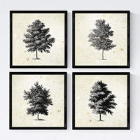 POSTER Set mit 4 Blättern der dünne Kruste Jahrgang Hintergrund 20x20cm Rahmenlos - Klar, Papier (20/3cm) - Nacnic