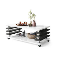 COUCHTISCH rechteckig Weiß Hochglanz - Anthrazit matt Ablage Rollen - Weiß Hochglanz/Anthrazit, Holzwerkstoff (60/120/45cm) - designimpex