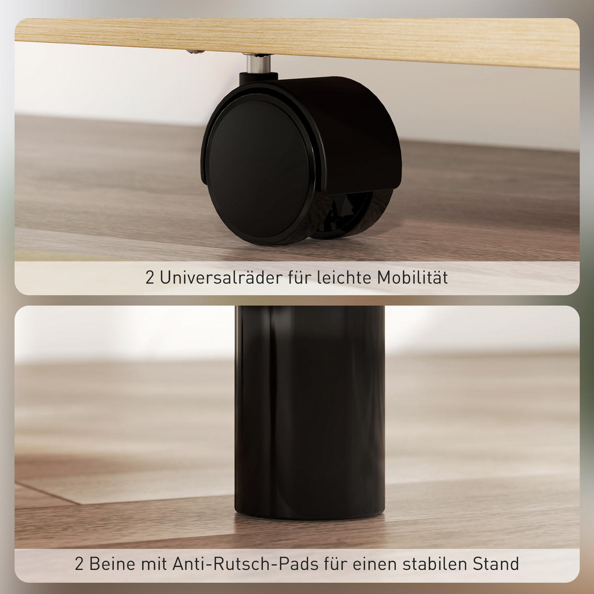 SCHREIBTISCH Eichenoptik rollbar mit klappbaren Seitenplatten und Schublade 126/37/136 cm - Eichefarben, Metall (37/126/136cm) - PANGIVO