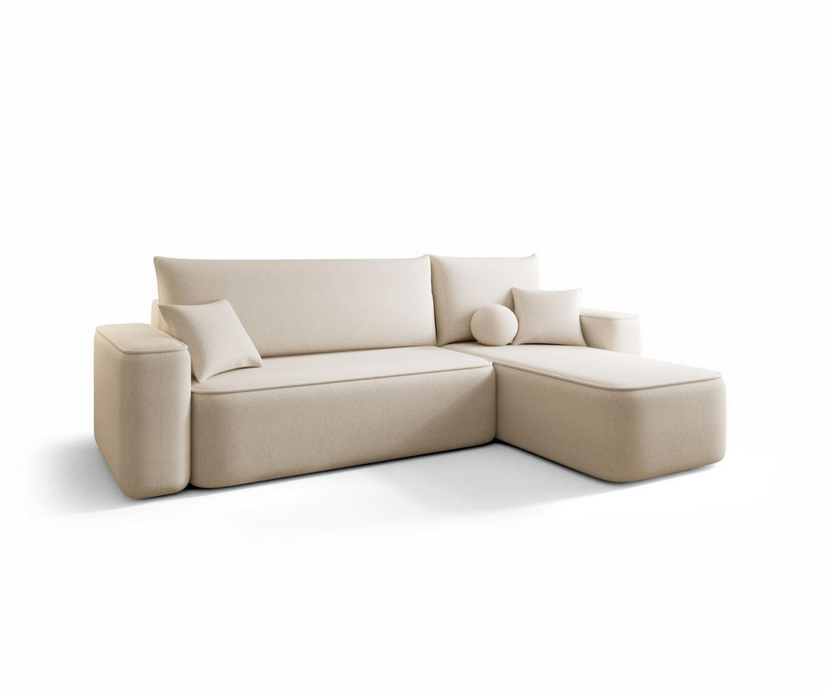 ECKSOFA TEXAS rechts beige Strickstoff Curio 9 - Schlaffunktion, Bettkasten - Beige, Textil (250/149cm) - Cornero