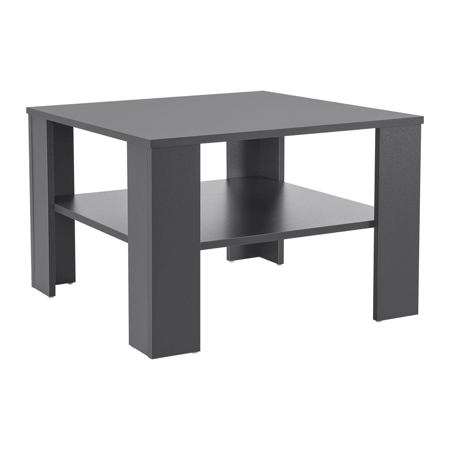 COUCHTISCH mit Ablage 60x60x40 cm Dunkelgrau - Dunkelgrau, Holz (60/60/40cm) - Juskys