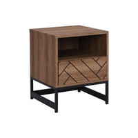 NACHTTISCH mit 1 Schublade & 1 Ablage - MDF & Stahl - Naturfarben & Schwarz - CARTANA - Naturfarben, Holz (40/50/40cm) - Vente-Unique