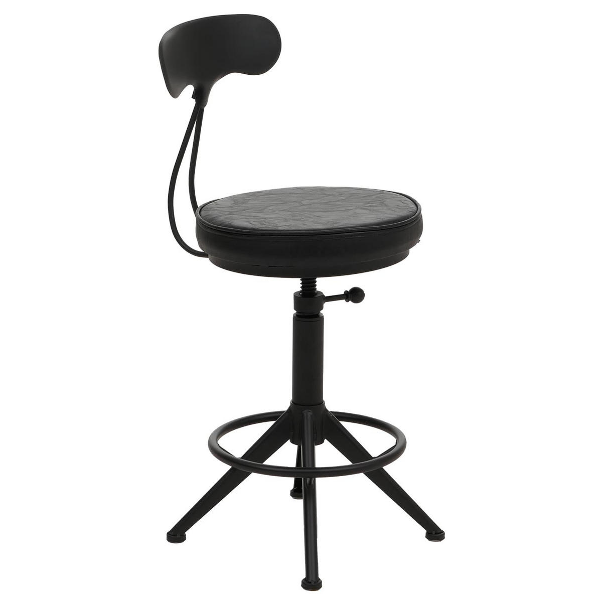 BARHOCKER 2er-Set mit Lehne Sitzhöhe 51-73cm Kunstleder Metall Schwarz höhenverstellbar - Schwarz, Kunststoff (45/101/45cm) - PROREGAL