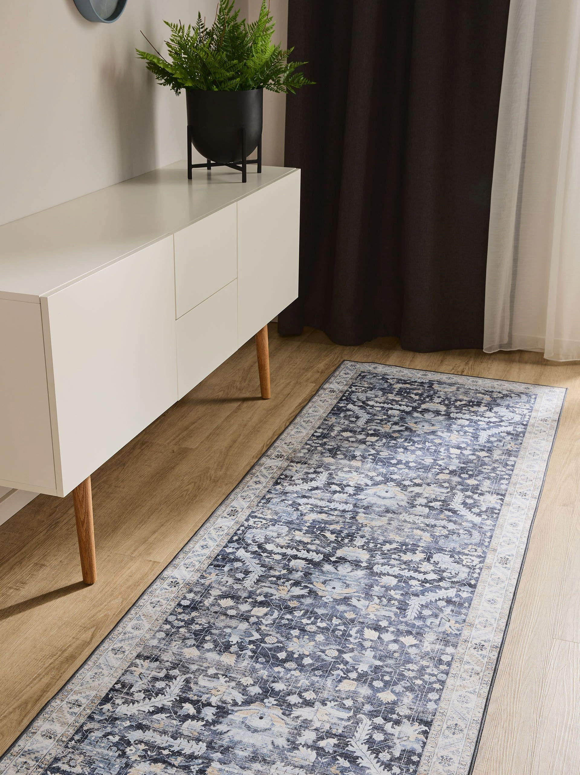 VINTAGE-LÄUFER George waschbar 80x240 cm - Blau, Kunststoff (80/240cm) - benuta