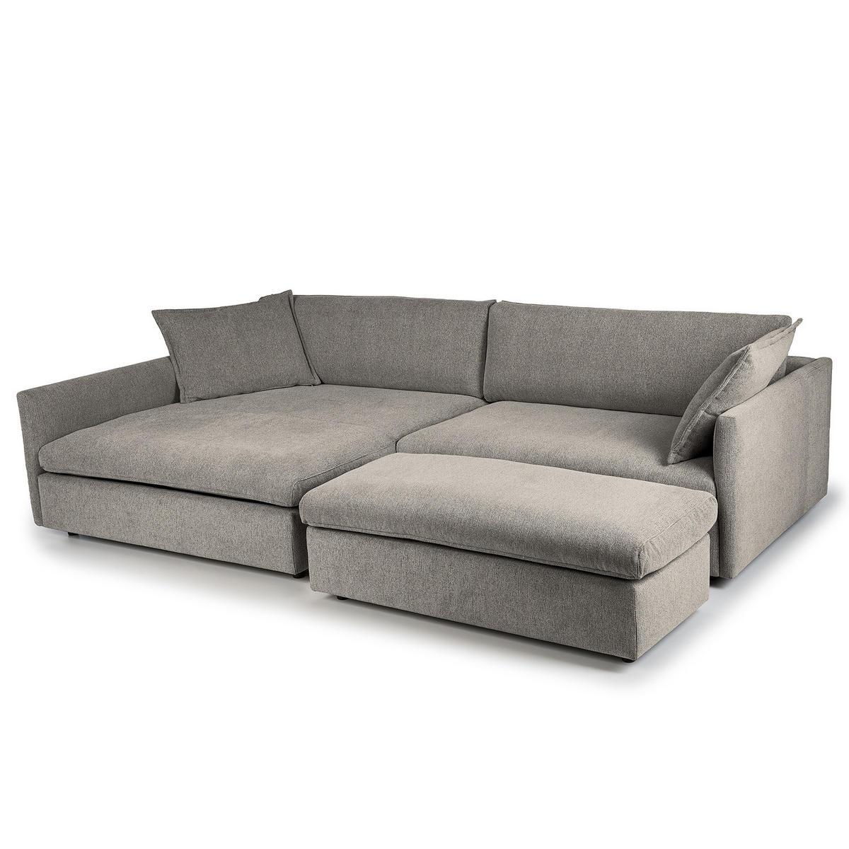 ECKSOFA mit Longchair - Schwarz/Grau, Kunststoff/Textil (290/183cm) - home24