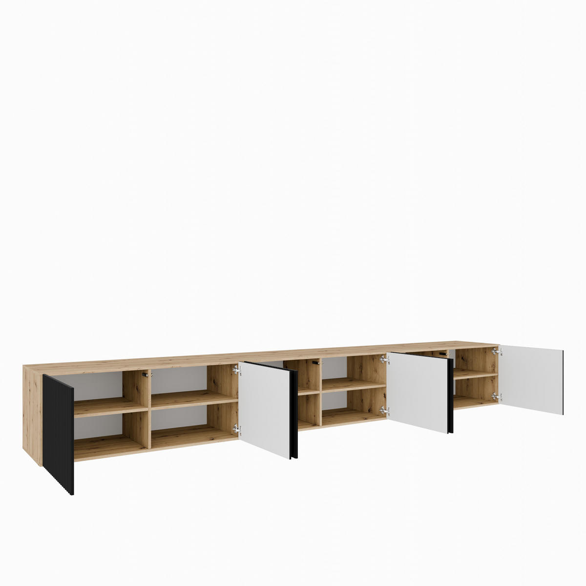 TV-SCHRANK Noe 300 cm, sechstürig, artisan, schwarz - Schwarz/Eiche Artisan, Kunststoff (300/41/40cm) - Margaret Hadas24