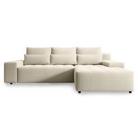 ECKSOFA Neluro Hellbeige Chenille wasserabweisend - Ecru/Schwarz, Kunststoff/Textil (268/184cm) - Selsey