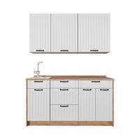 SINGLEKÜCHE Fame-Line, Weiß Landhaus/Goldkraft Eiche, 150 cm, AP Eiche - Honigeiche/Weiß, Holzwerkstoff (150/82/60cm) - Vicco