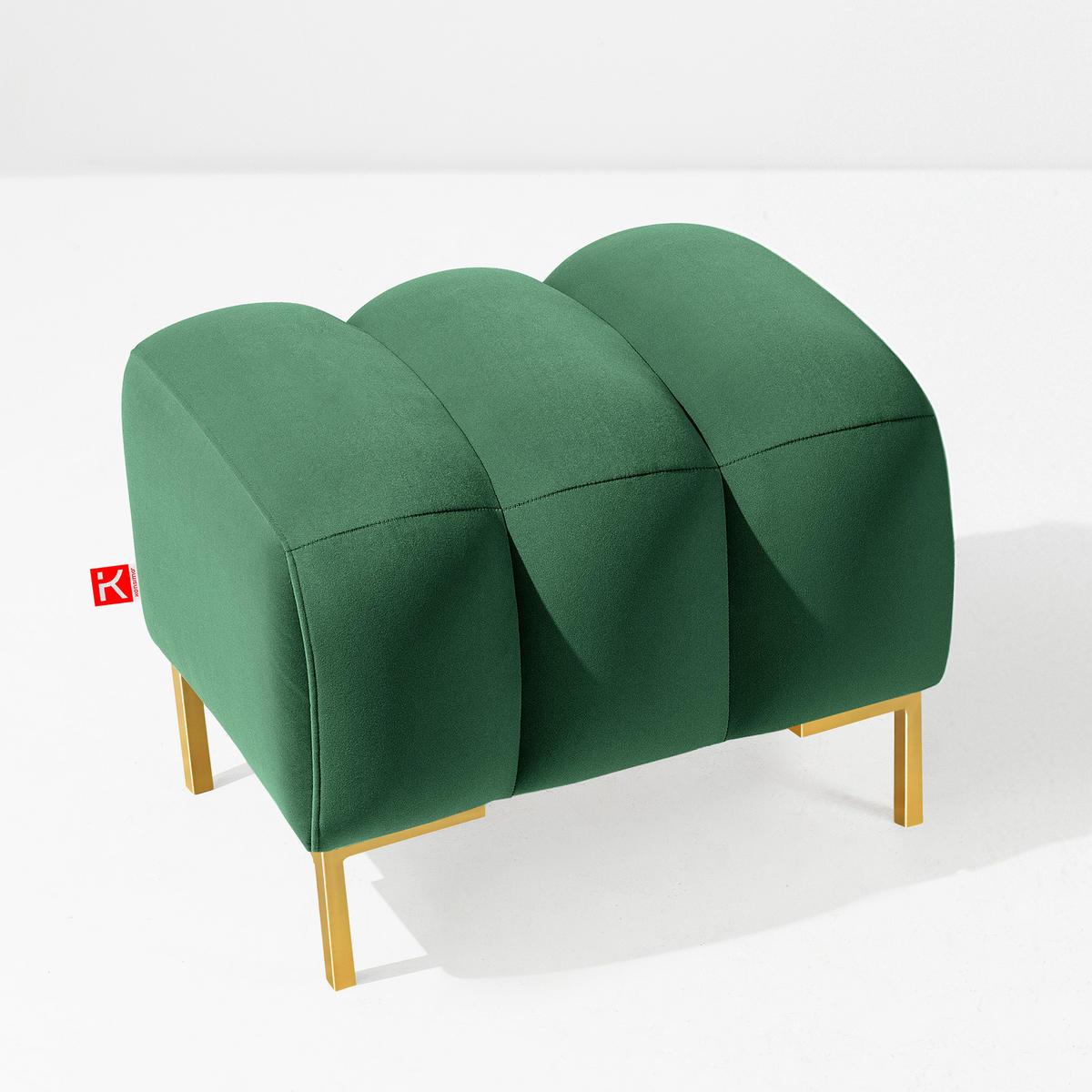 SITZHOCKER Polsterhocker PECCO, Veloursstoff - Dunkelgrün/Goldfarben, Holz/Textil (60/50/50cm) - KONSIMO®