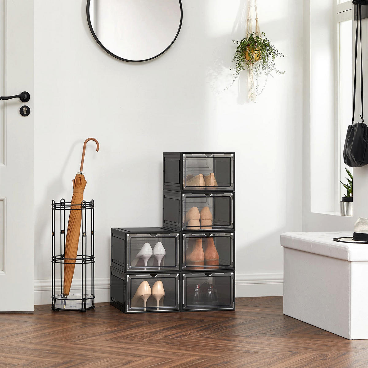 SCHUHBOX SCHUHORGANIZER 6ER-SET - Schwarz, Kunststoff (33/25.5cm) - Hansiro