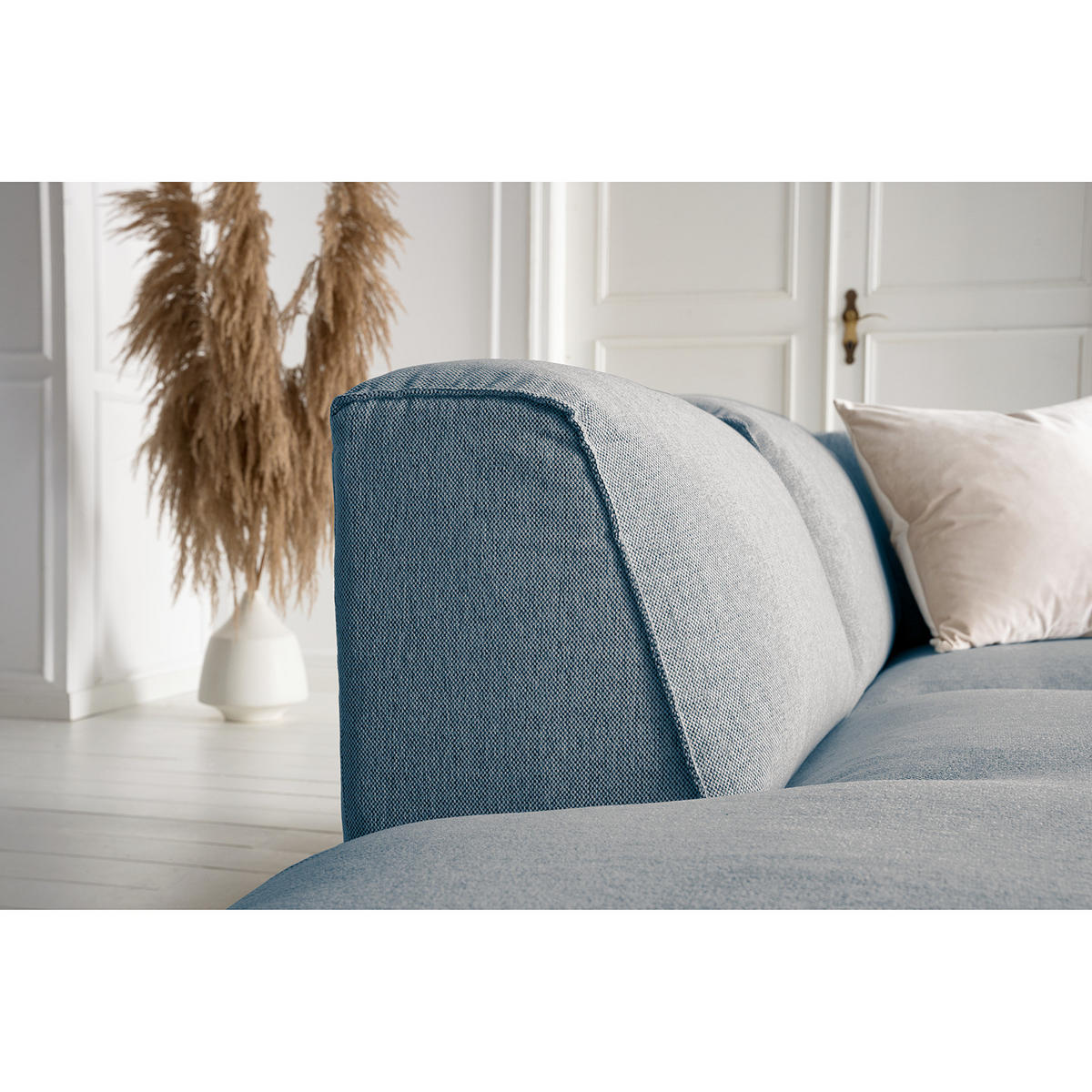 WOHNLANDSCHAFT mit Longchair - Blau/Schwarz, Kunststoff/Textil (325/71/235cm) - home24