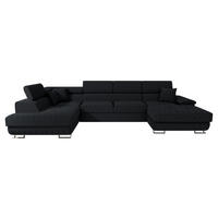 WOHNLANDSCHAFT Cotere Bis Cord, Seite: Links - Schwarz, Holz (345/91/202cm) - MIRJAN24