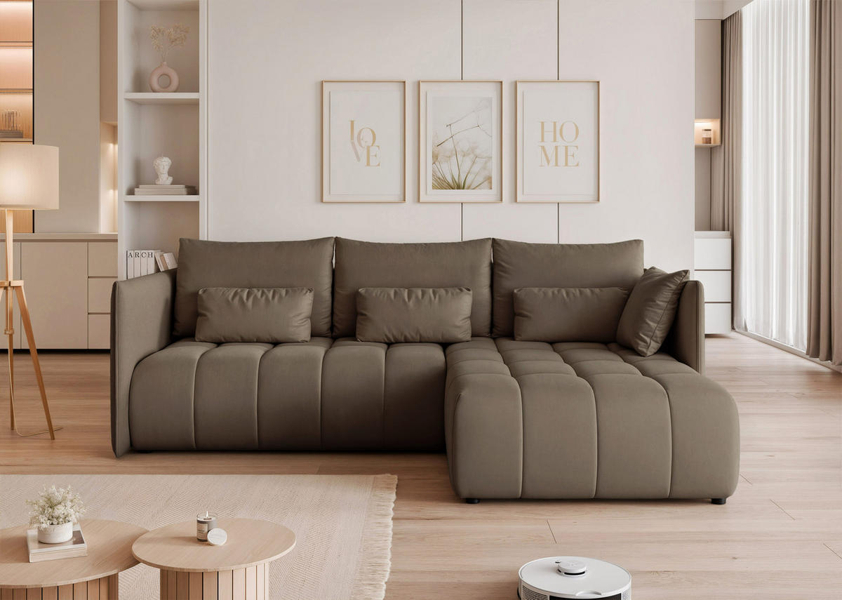 ECKSOFA CLEO mit Schlaffunktion und Bettkasten Braun - Braun, Holzwerkstoff/Kunststoff (245/180cm) - Idohome