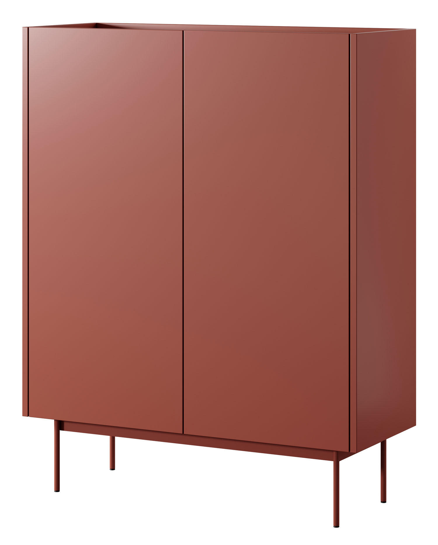 HIGHBOARD Color Keramikrot / Eiche Linea 97 / 37 / 122cm - Hellbraun/Rot, Holz/Holzwerkstoff (97/122/37cm) - Feldmann-Wohnen