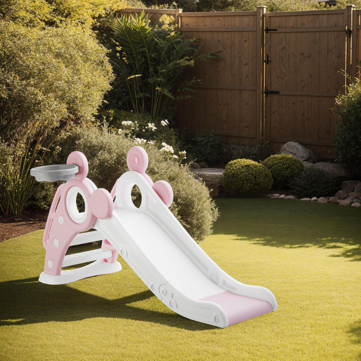 KINDERRUTSCHE Joy, Belastbarkeit 50 kg, 128 x 66,5 x 67,5 cm, pink - Pink, Kunststoff (66.5/67.5/128cm) - tectake