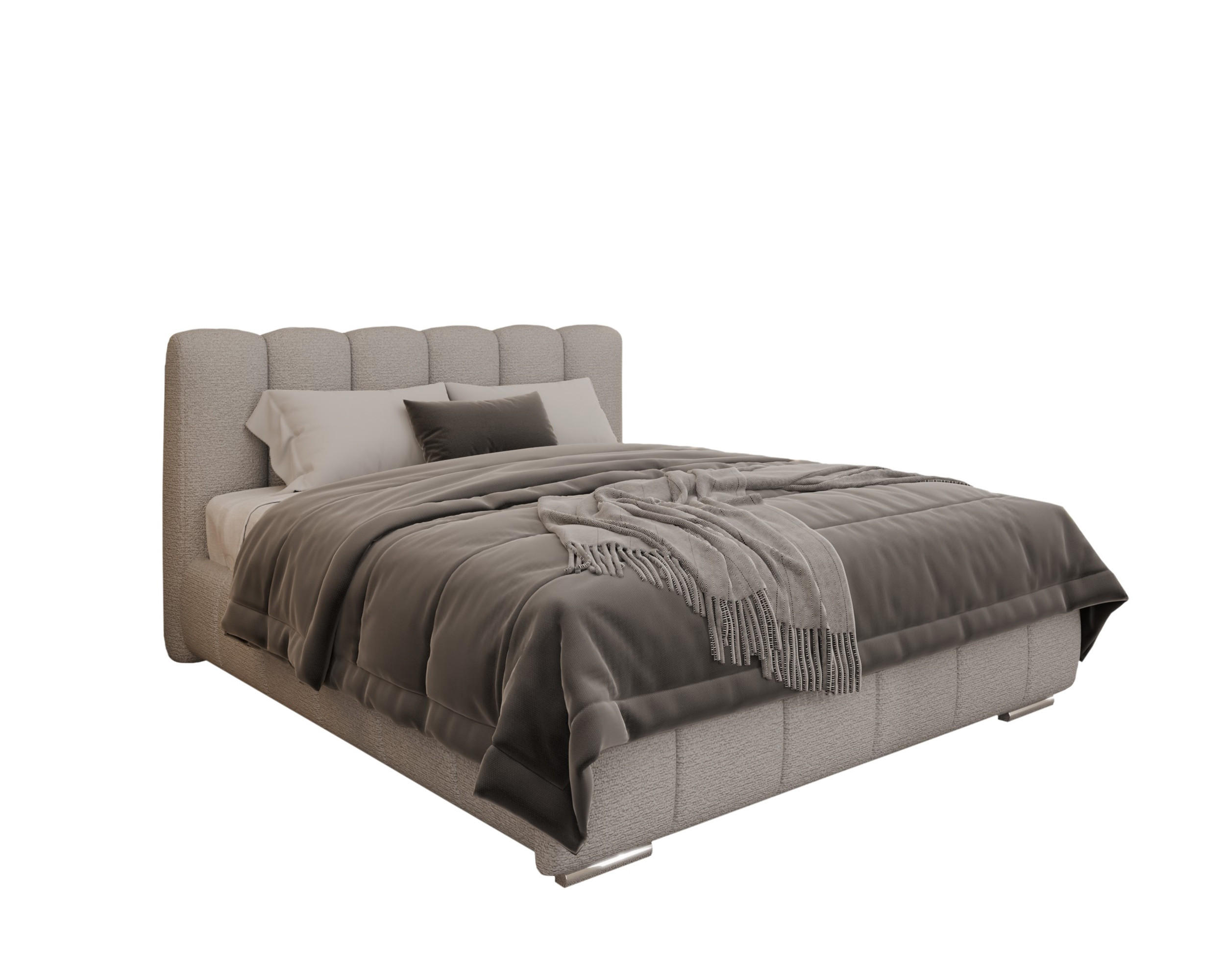 POLSTERBETT Zaira 160x200cm – Elegantes Polsterbett für modernen Wohnstil , ohne matratze, Sandfarben - Sandfarben, Holz (140/200cm) - Homesy