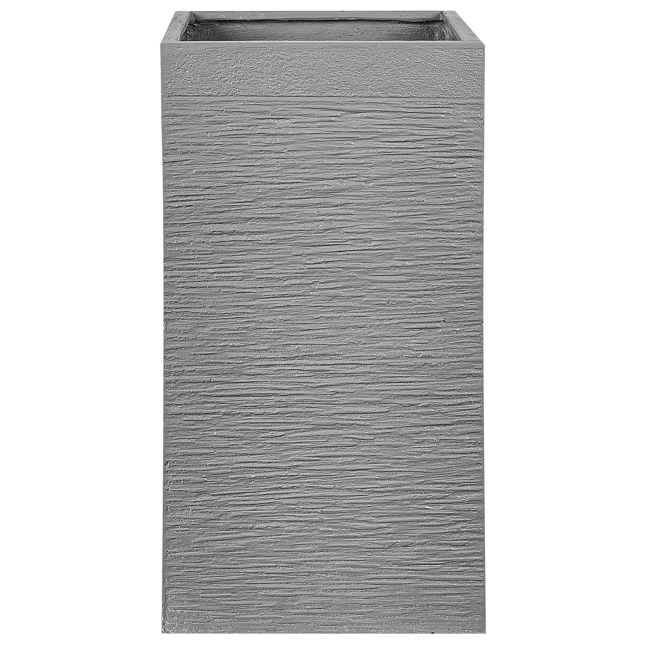 BLUMENTOPF grau quadratisch 40/40/77 cm Dion - Grau, Naturmaterialen (77cm) - Beliani