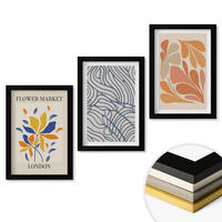 WANDBILDER 3er-Set - 20x30 cm Schwarzer Rahmen - Moderne abstrakte Blumen - Schwarz, Kunststoff (20/30cm) - ArtPrintCave
