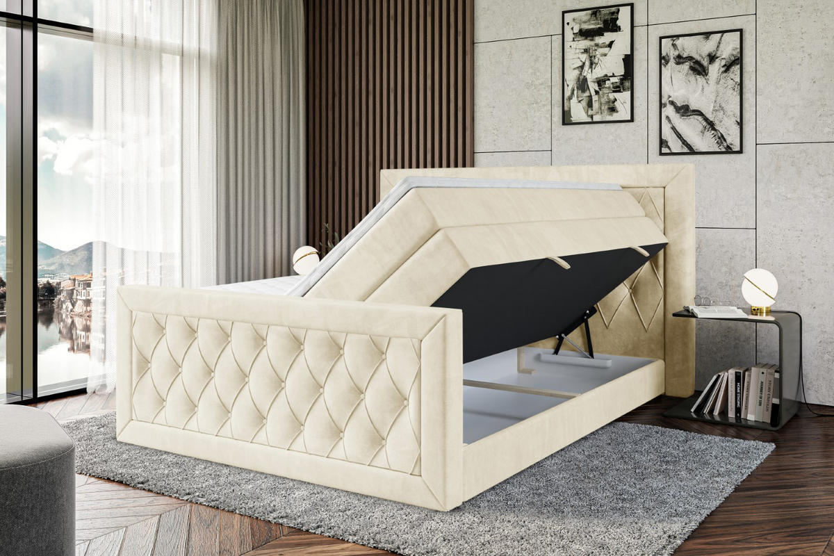 BOXSPRINGBETT NOEL-Z KING - 120 x 200 - H3/H4 - Beige - Beige, Holzwerkstoff (120/200cm) - ALTDECOR