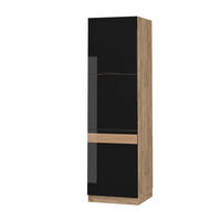 HERDUMBAUSCHRANK Fame-Line Schwarz Eiche hochglanz 60 cm - Honigeiche/Schwarz Hochglanz, Holzwerkstoff (60/206.8/58cm) - Vicco